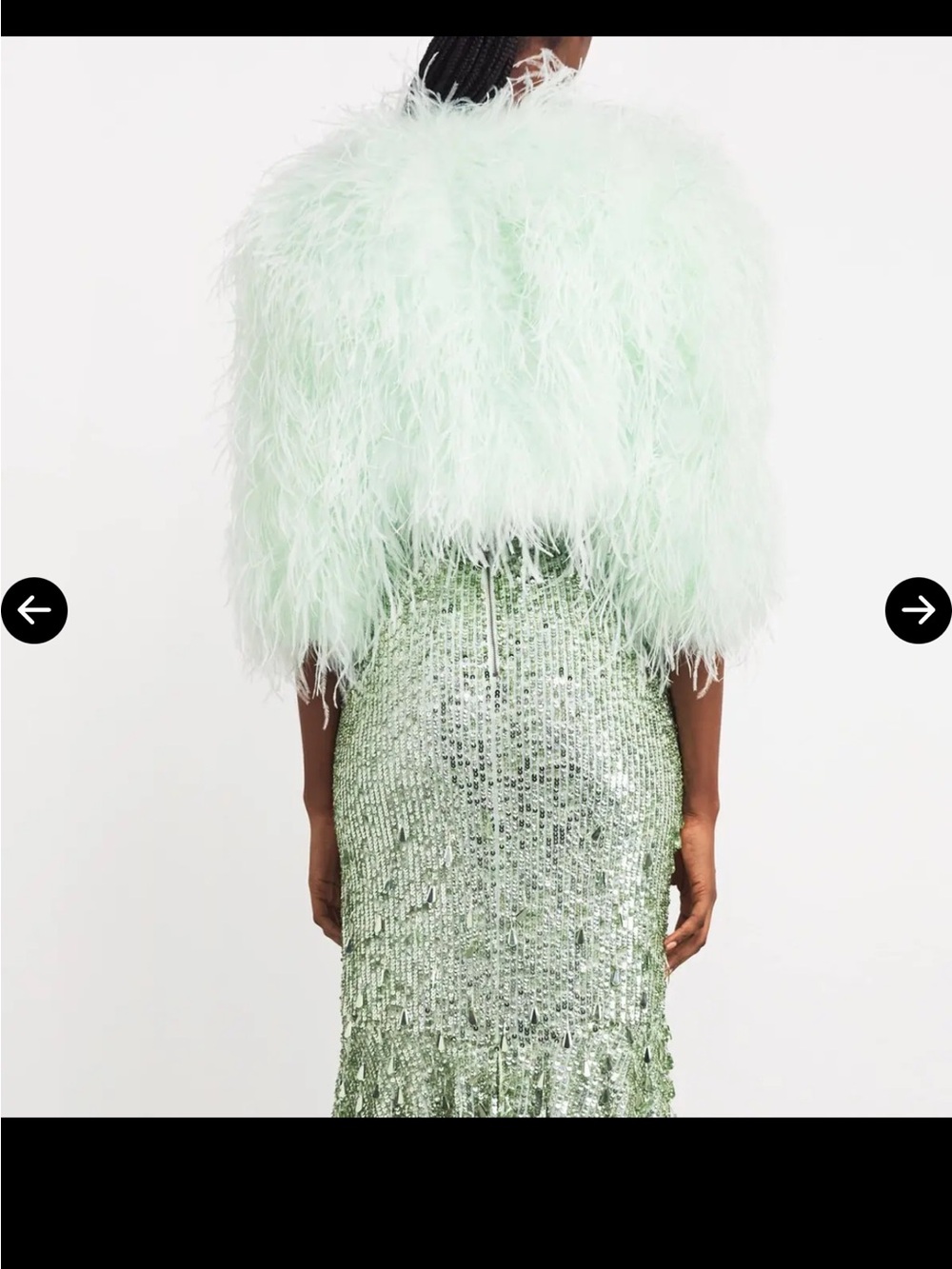Alice + Olivia KIDMAN FEATHERED JACKET SIZE L LIGTH GREEN Feather Crop Top - Picture 9 of 11